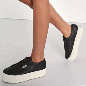 Superga Women's Black Platform Sneakers size 39.5
